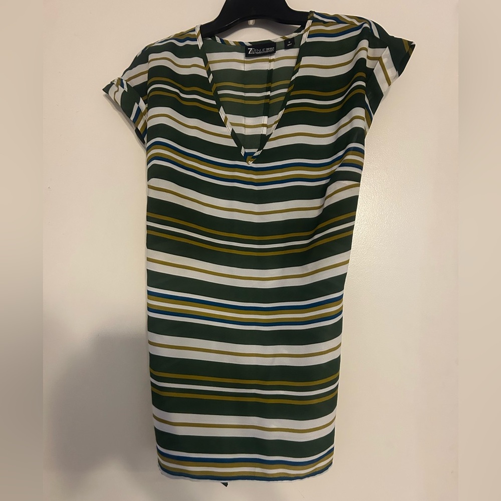 New York & Company Green Striped Blouse